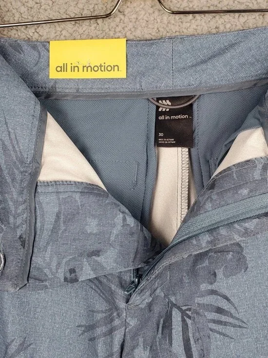 All In Motion Men's Shorts 30-40 Blue Navy Palm Tree Print Athletic Golf Stretch - Picture 5 of 5